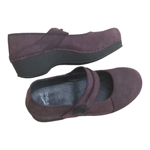 Dansko Womens Mary Jane Clogs Ankle Strap Size 38 Plum Leather Business Casual - Picture 2 of 12